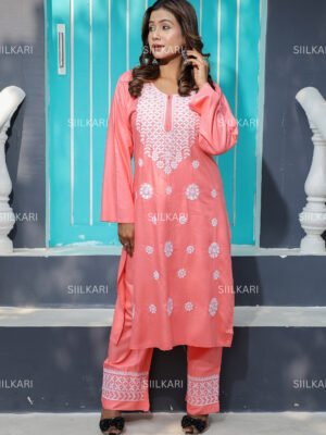 🌸 Blush Pink Full Sleeve Kurti – Soft Elegance in Every Stitch