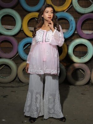 Graceful Plum-Pink Chikan Kurti By Siilkari