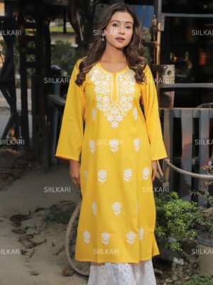 Chicken Work Yellow Kurti – Elegant Ethnic Charm