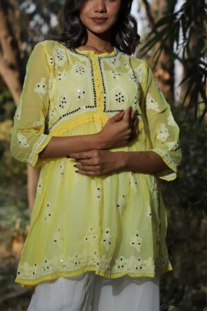 Mirrorwork Chikankari Short Frock