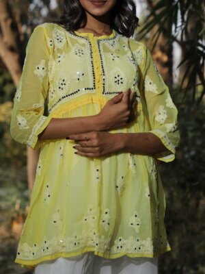 Mirrorwork Chikankari Short Frock