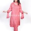Rayon Chikankari Straight Women 3Pc Kurta Palazzo Dupatta Set ( Peach )