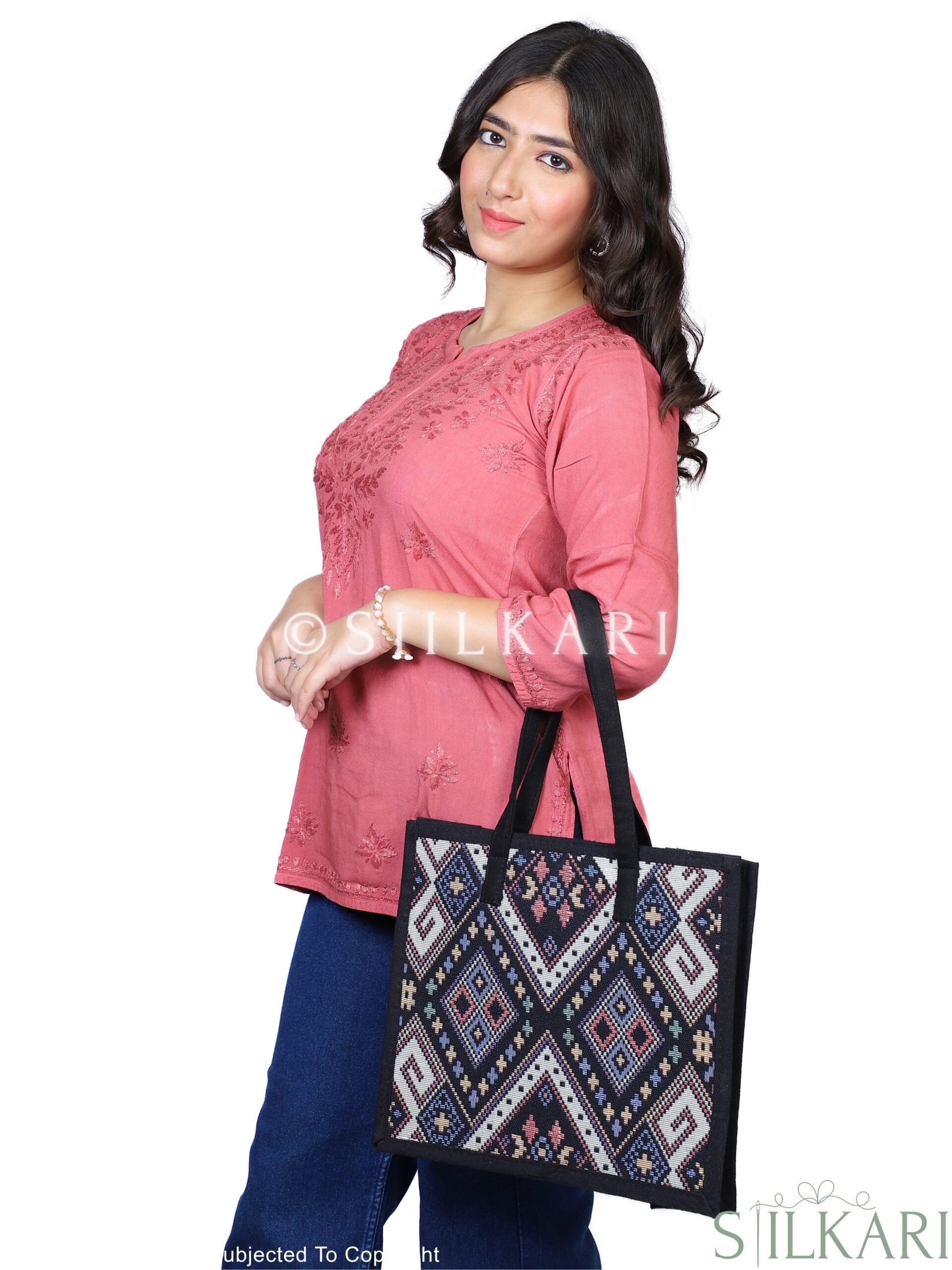 Rayon Chikankari Short Kurti Peach