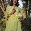 Georgette Chikankari Mirror Embellished Short Frock Yellow
